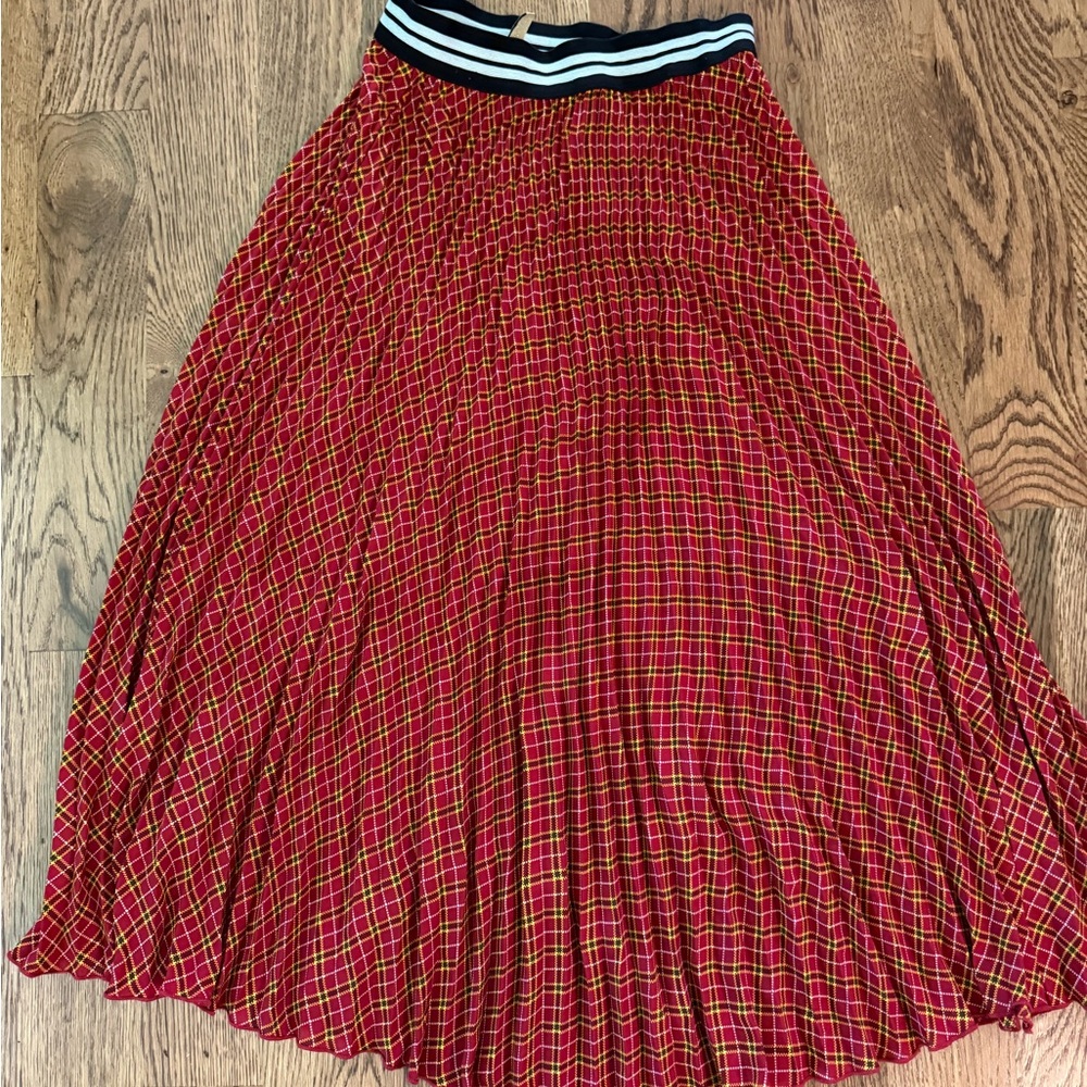 H&M Red and Yellow Plaid A-Line Skirt
